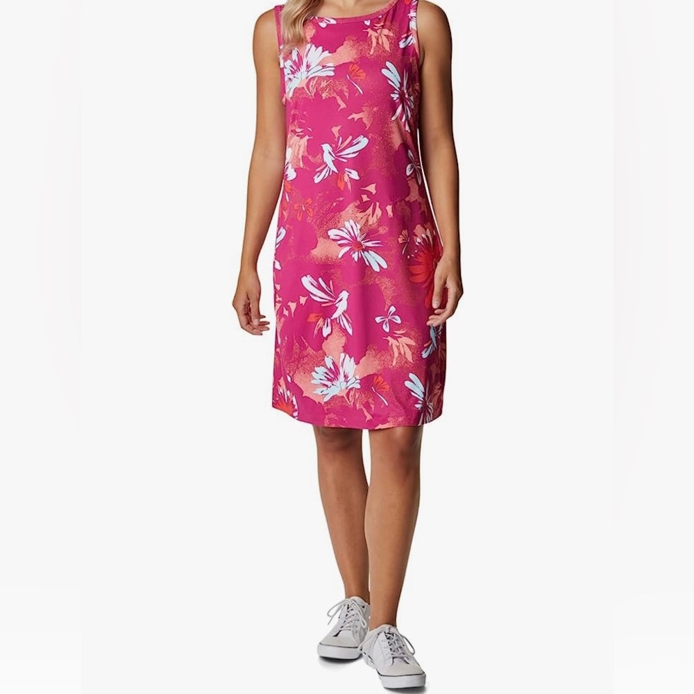 Columbia Women's Chill River sleeveless Athletic Dress Wild Fuchsia Daisy Multi